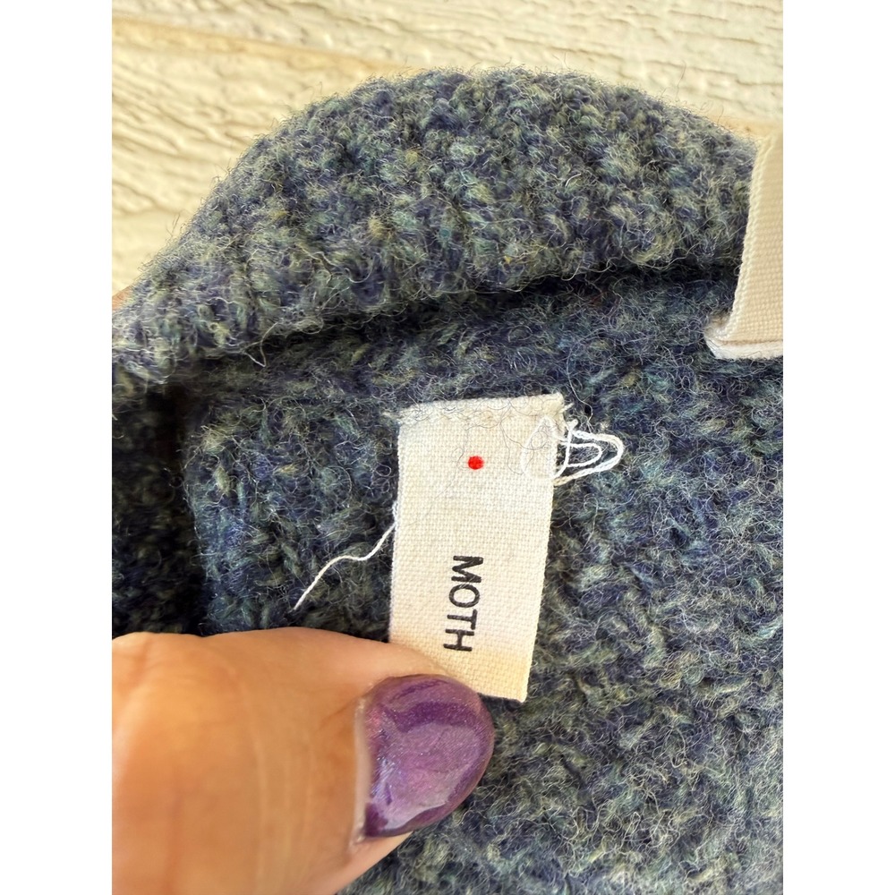 Moth Anthropologie Blue Gray Wool Cable Knit Mini Skirt Womens Size XS - Picture 5 of 6